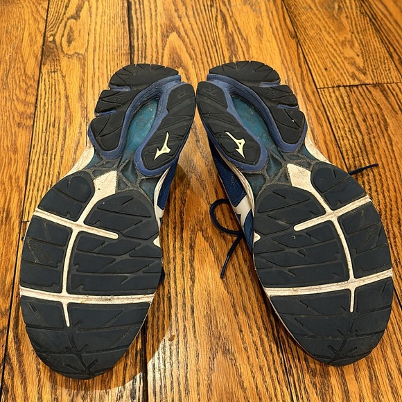 MIZUNO MENS WAVE RIDER 20 BLUE AND WHITE RUNNING SHOES SIZE 13 - Picture 6 of 8